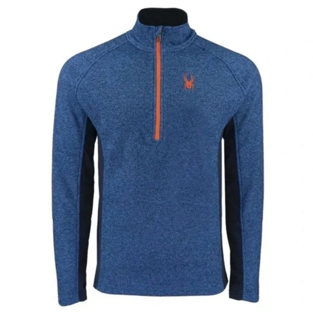 Spyder men's outbound core half zip fleece lined pullover sweater medium blue